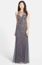 Aidan Mattox Embellished Mesh Gown at Nordstrom