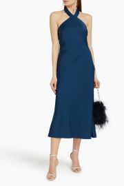 Aidan Mattox Satin halterneck midi dress at The Outnet