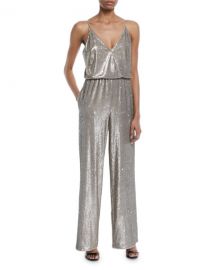 Aidan Mattox Sequin Spaghetti-Strap Blouson Jumpsuit at Neiman Marcus