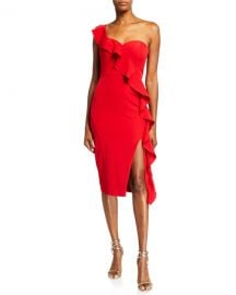 Aidan by Aidan Mattox Asymmetric Ruffle One-Shoulder Crepe Dress at Neiman Marcus