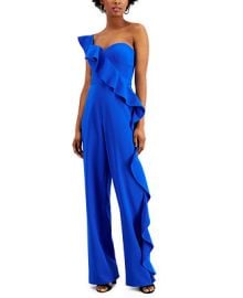 Aidan by Aidan Mattox Crepe Flounce Jumpsuit  Reviews - Pants  Capris - Women - Macys at Macys