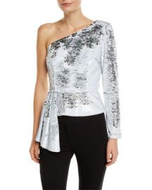 Aidan by Aidan Mattox Sequin Asymmetric Peplum Top at Neiman Marcus