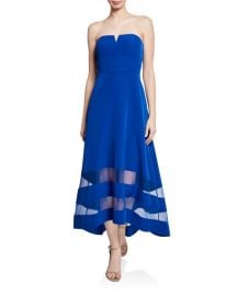 Aidan by Aidan Mattox Strapless High-Low Crepe Dress with Sheer Insets at Neiman Marcus