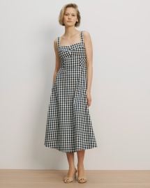 Aila Gingham Midi Dress in NavyDove White at Veronica Beard