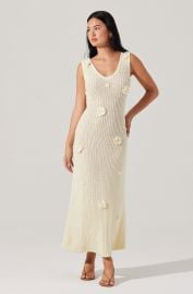 Ainhoa 3D Floral Maxi Sweater Dress - Cream / L at ASTR The Label