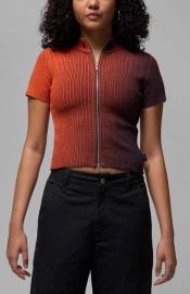 Air Jordan Short Sleeve Zip Cardigan in Cave Purple/Mantra Orange at Nordstrom Rack at Nordstrom Rack