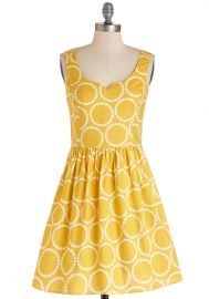 Air of Adorable Dress in Dotted Gold at ModCloth