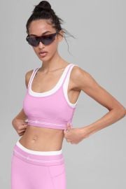 Airbrush Better Together Bra - Candy Heart Pink/White at Alo Yoga