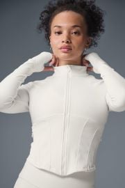 Airbrush Corset Full Zip Jacket - Ivory Alo Yoga at Alo Yoga