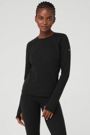 Airbrush Winter Warm Nocturne Long Sleeve - Black Alo Yoga at Alo