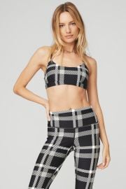 Airlift Magnified Plaid Intrigue Bra - BlackIvory Alo Yoga at Alo