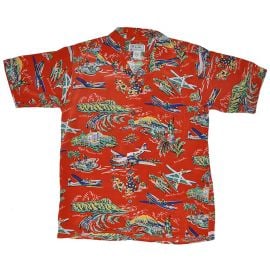 Airways Hawaiian Shirt - Mandarin Red AVANTI HAWAII at Avanti Hawaii