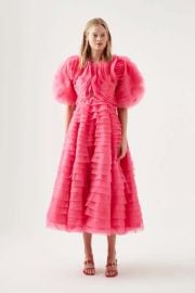 Aje Amour Ruffle Midi Dress - pink Garmentory at Garmentory