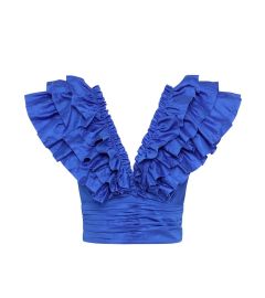 Aje Rhythmic Frill Bodice Top In Marine Blue Shop Premium Outlets at Shop Simon