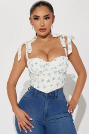 Akia Floral Corset Top - Whitecombo Fashion Nova at Fashion Nova