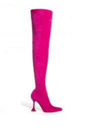 Akira Elevate Thigh High Stretch Suede Boots at Akira