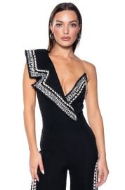 Akira Luxurious Pearl and Rhinestone Detailed Bodysuit at Akira