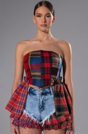 Akira Modern Punk Plaid Patchwork Corset at Akira