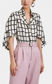 Akira Naka Checked Silk Blouse at Saks Fifth Avenue