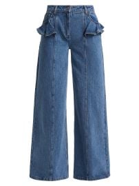 Aknvas Avery Ruffled High Rise Wide Leg Jeans at Saks Fifth Avenue