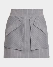 Aknvas Cherry Grey Pinstripe Skirt at Neiman Marcus