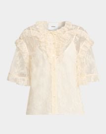 Aknvas Kyra Button Front Lace Top at Neiman Marcus
