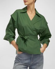 Aknvas Stella Twist Front Poplin Top at Neiman Marcus