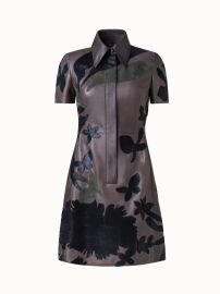 Akris Abraham Flower Patchwork Lambskin Leather Dress at Akris