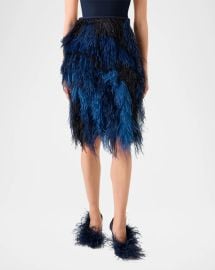 Akris Alysons Cyanotype Print Feather Pencil Skirt at Neiman Marcus