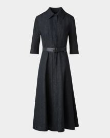 Akris Belted Zip Front Denim Midi Shirtdress at Neiman Marcus