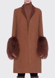 Akris Cashmere Coat with Shearling Cuffs at Bergdorf Goodman