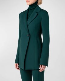 Akris Flared Techno Neoprene Cutaway Jacket at Neiman Marcus