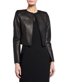 Akris Hasso Cropped Napa Leather Jacket Black at Neiman Marcus