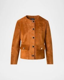 Akris Lamb Suede Single Breasted Winter Jacket at Neiman Marcus