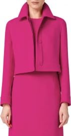 Akris Lewitt Double Face Wool Crepe Crop Jacket in Magenta at Nordstrom