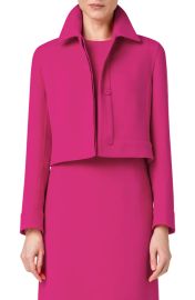 Akris Lewitt Double Face Wool Crepe Crop Jacket in Magenta at Nordstrom