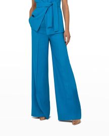 Akris Linen-Wool Crepe Wide Flare-Leg Pants at Neiman Marcus