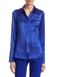 Akris Long-Sleeve Silk Satin Blueprint Shirt Top SZ 36 US 4 - NWOT eBay at eBay