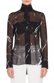 Akris Marble Tile Print Silk Blouse at Nordstrom