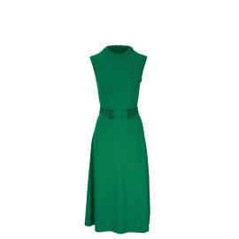 Akris Punto - Green Wool Sleeveless Belted Midi Dress at Mitchells