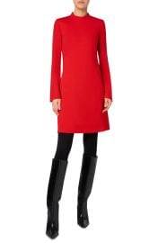 Akris Punto Mock Neck Long Sleeve Signature Jersey A Line Dress at Nordstrom