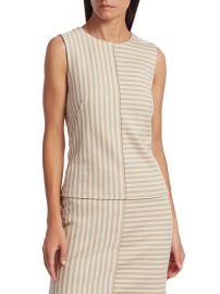 Akris Punto Patchwork Stripe Sleeveless Top in Desert Sand at Saks Off 5th