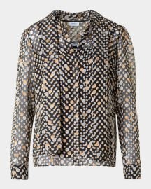 Akris Punto Polka Dot Crepe De Chine Blouse at Neiman Marcus