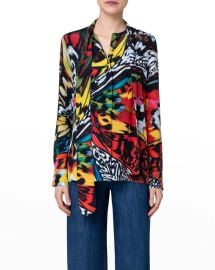 Akris Punto Printed Tie Neck Blouse at Neiman Marcus