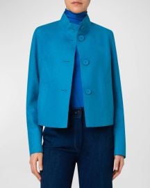 Akris Punto Turquoise Taglio Vivo Boxy Jacket at Neiman Marcus