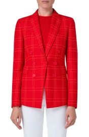 Akris Punto Windowpane Plaid Faux Double Breasted Blazer at Nordstrom