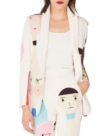 Akris Salvador No-Closure Doll-Print Silk Crepe Jacket at Neiman Marcus