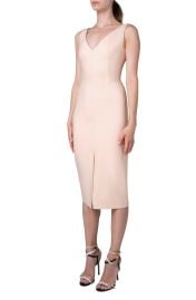 Akris V Neck Sleeveless Cotton Blend Midi Dress at Nordstrom