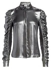 Akris punto - Metallic Ruched Sleeve Blouse at Saks Fifth Avenue