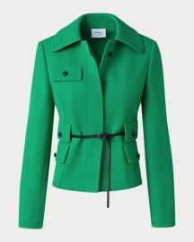 Akris punto Belted Wool Tricotine Fitted Jacket at Neiman Marcus